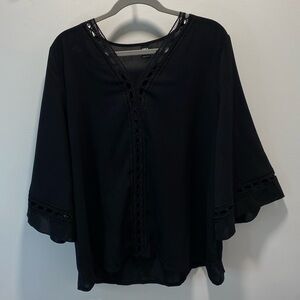 SHEIN Black Tunic with Lace Trim